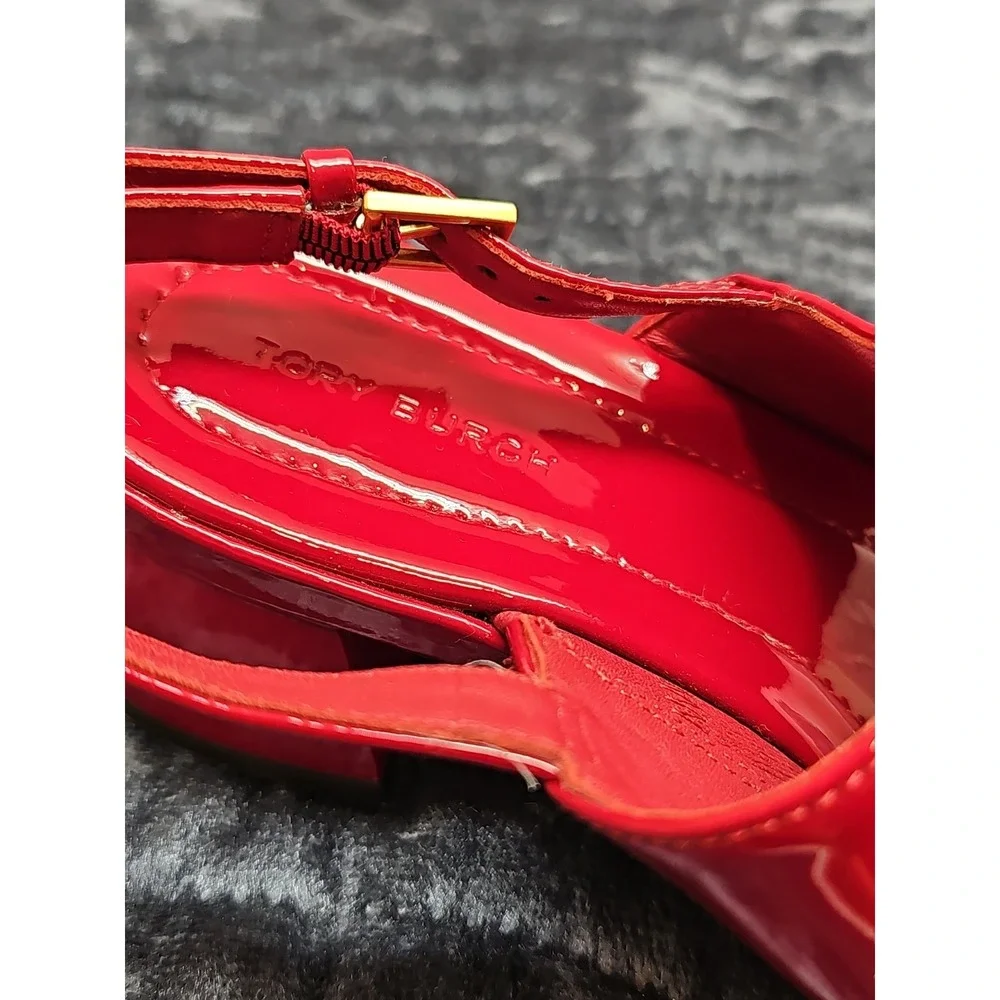 Tory Burch Red Patent Leather Eleanor Heel Sandal Size 6